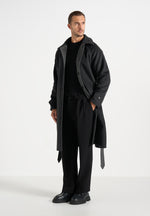 Alfie - Reversible Belted Wool Blend Car Coat - Grey / Black