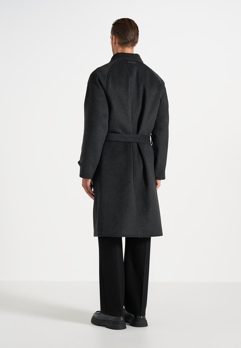 Alfie - Reversible Belted Wool Blend Car Coat - Grey / Black
