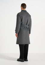 Alfie - Reversible Belted Wool Blend Car Coat - Grey / Black