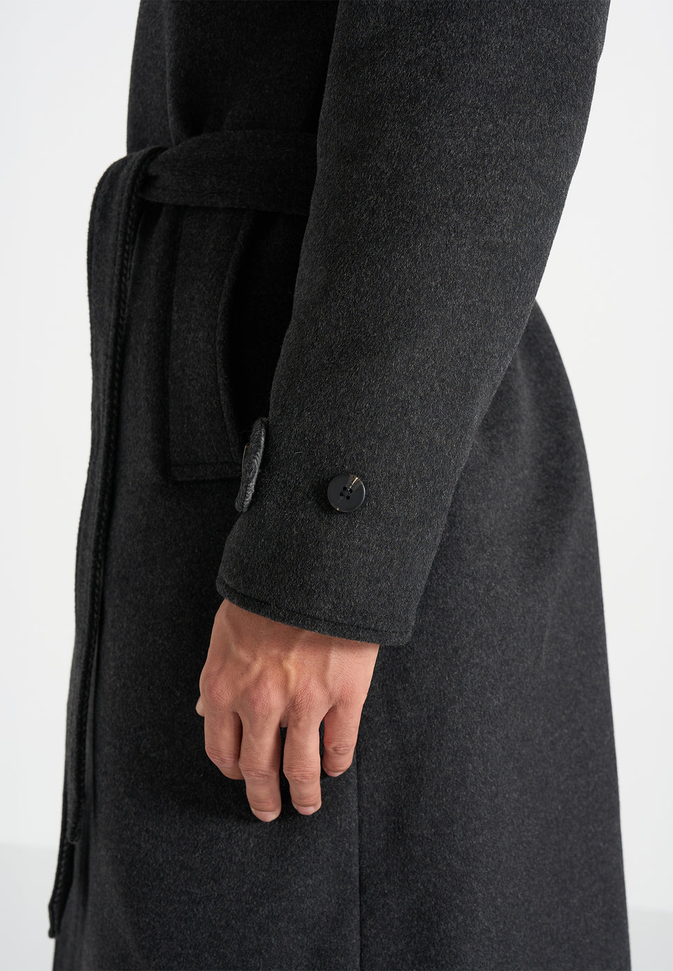 Alfie - Reversible Belted Wool Blend Car Coat - Grey / Black