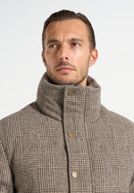 Tate - Check Wool Puffer Jacket - Brown