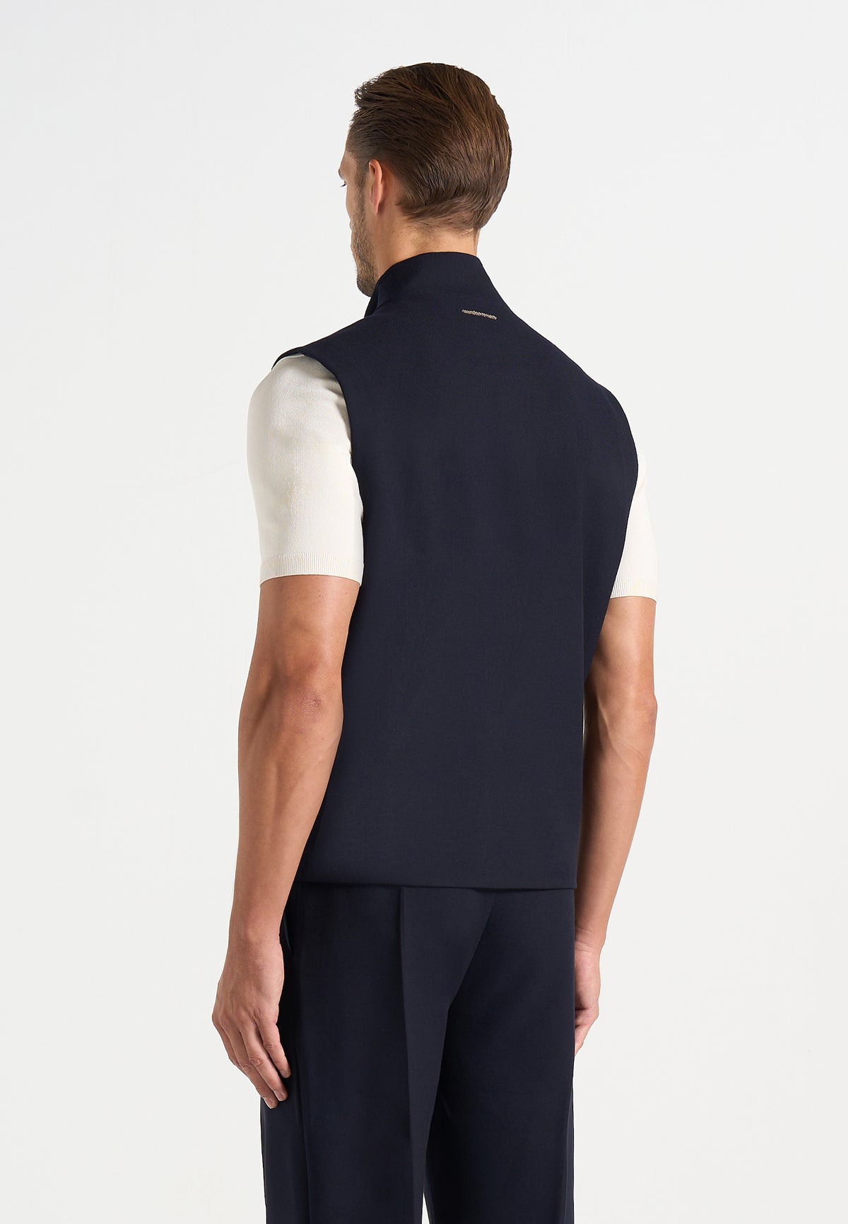 Levi - Zip-Through Wool-Blend Tailored Gilet - Dark Navy