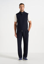 Levi - Zip-Through Wool-Blend Tailored Gilet - Dark Navy