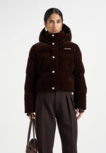 Maeva - Velvet Signature Cropped Puffer Jacket - Brown
