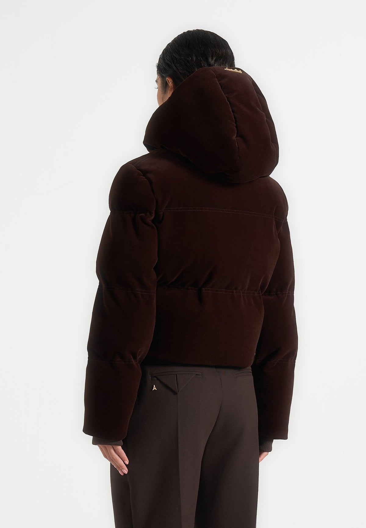 Maeva - Velvet Signature Cropped Puffer Jacket - Brown