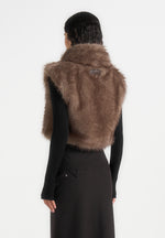 Nayla - High Neck Fur Gilet - Taupe