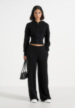 Mirella - Wide Leg Knit Joggers - Black