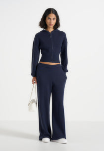 Mirella - Wide Leg Knit Joggers - Navy