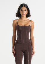 Karima - Ottoman Bandage Knit Corset Top - Brown