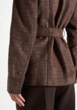 Annika - Croc Suede Belted Utility Jacket - Brown