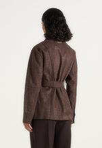 Annika - Croc Suede Belted Utility Jacket - Brown