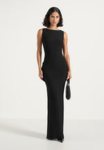 Livia - Chain Drape Open Back Maxi Dress - Black