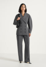 Julie - Tailored Twin Pleat Wool-Blend Trousers - Grey