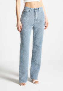 Sara - Boucle Straight Leg Jeans - Light Blue