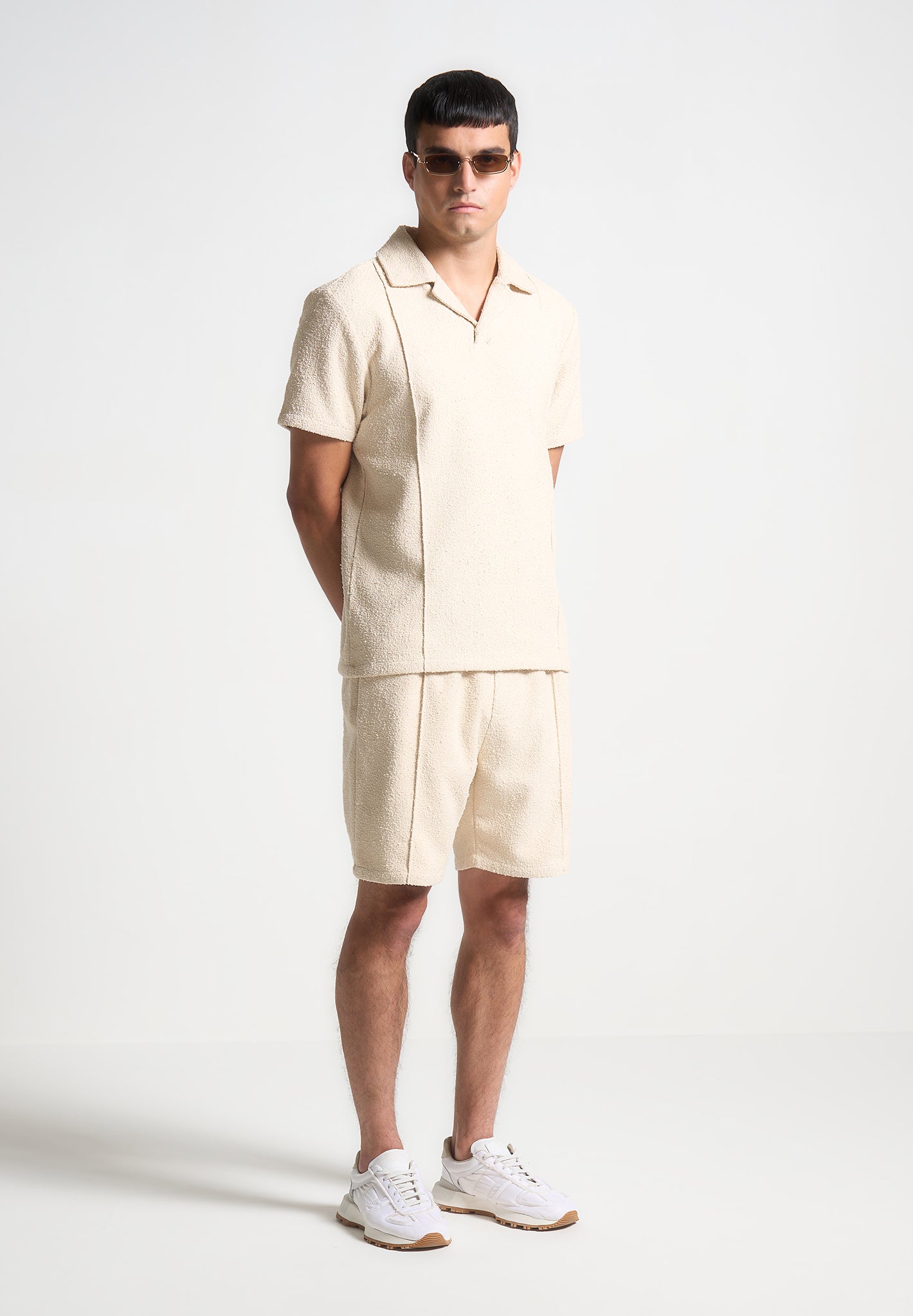 boucle-pintuck-shorts-beige