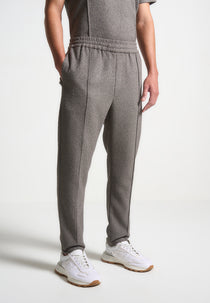 Boucle Pintuck Tapered Trousers - Charcoal Grey
