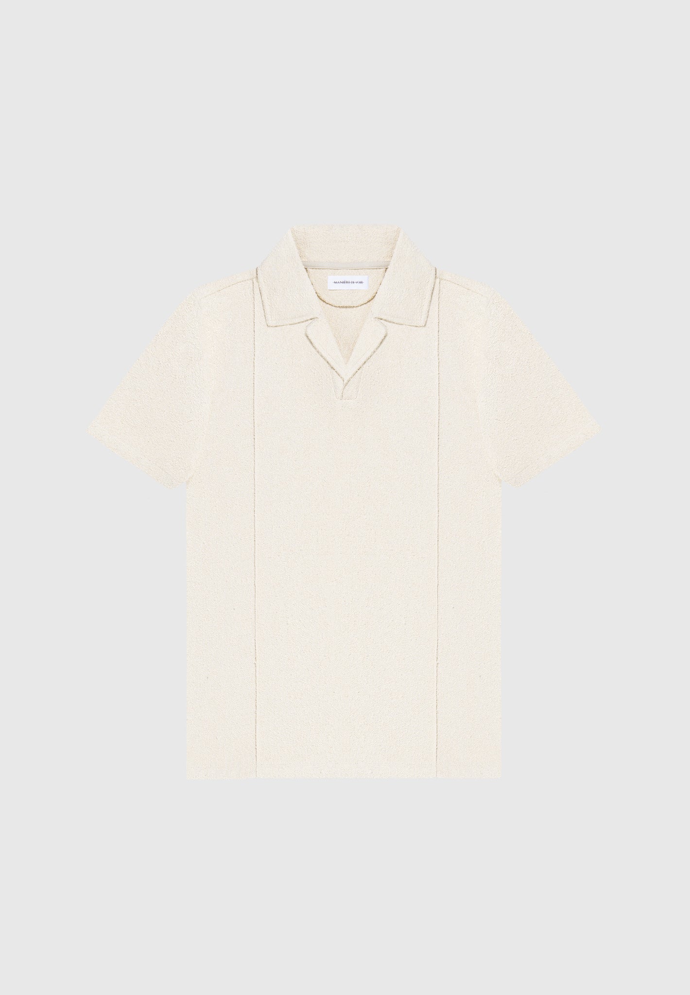 boucle-revere-pintuck-polo-shirt-beige
