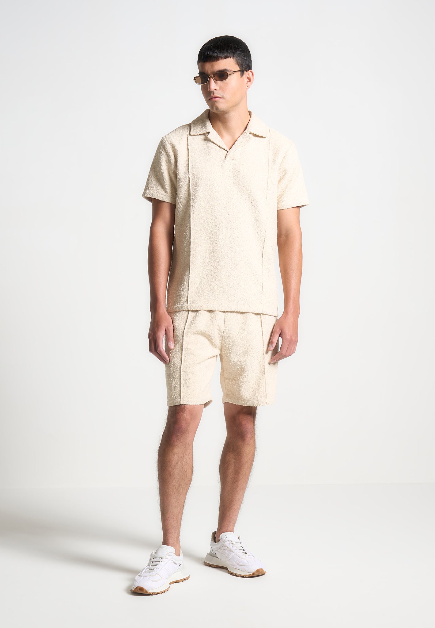 boucle-revere-pintuck-polo-shirt-beige