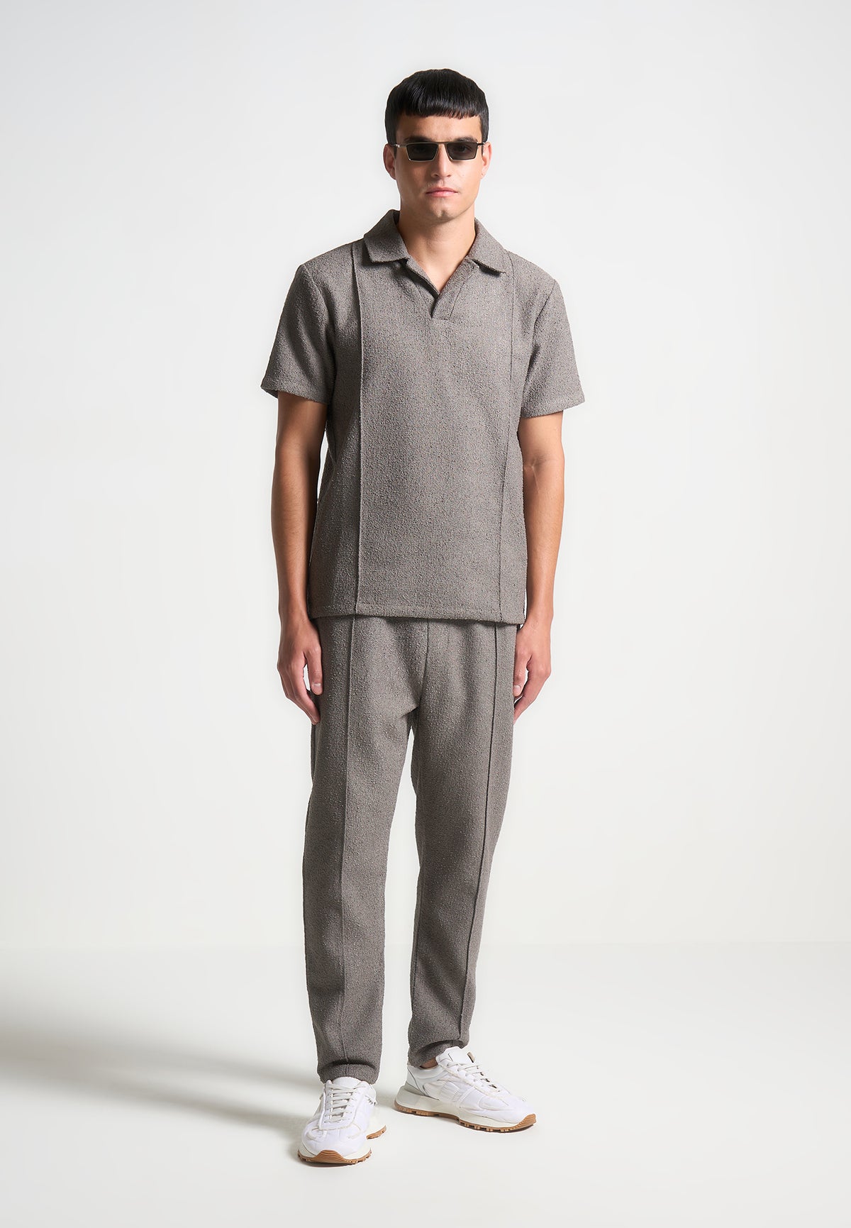 Boucle Revere Pintuck Polo Shirt  - Charcoal Grey