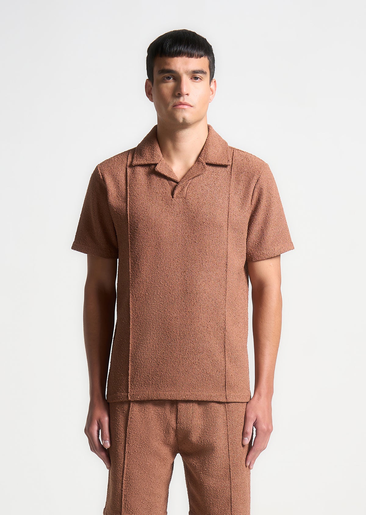 Boucle Revere Pintuck Polo Shirt - Fawn
