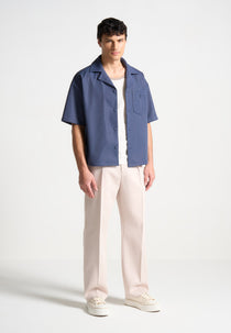 Boxy Twill Revere Shirt - Steel Blue