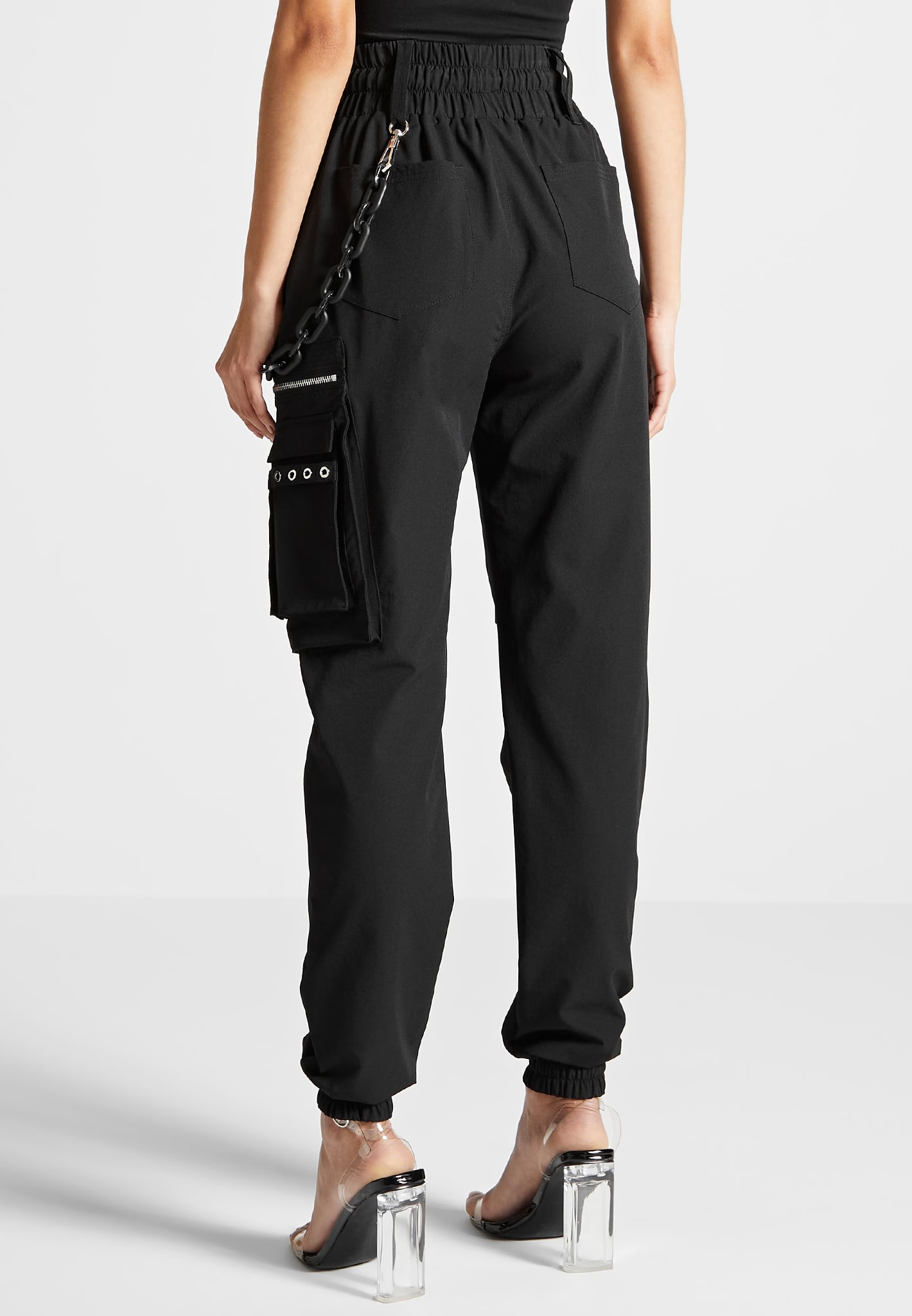 Buy Online Women Black Solid Y2K Cargo Trousers at best price  Plussin