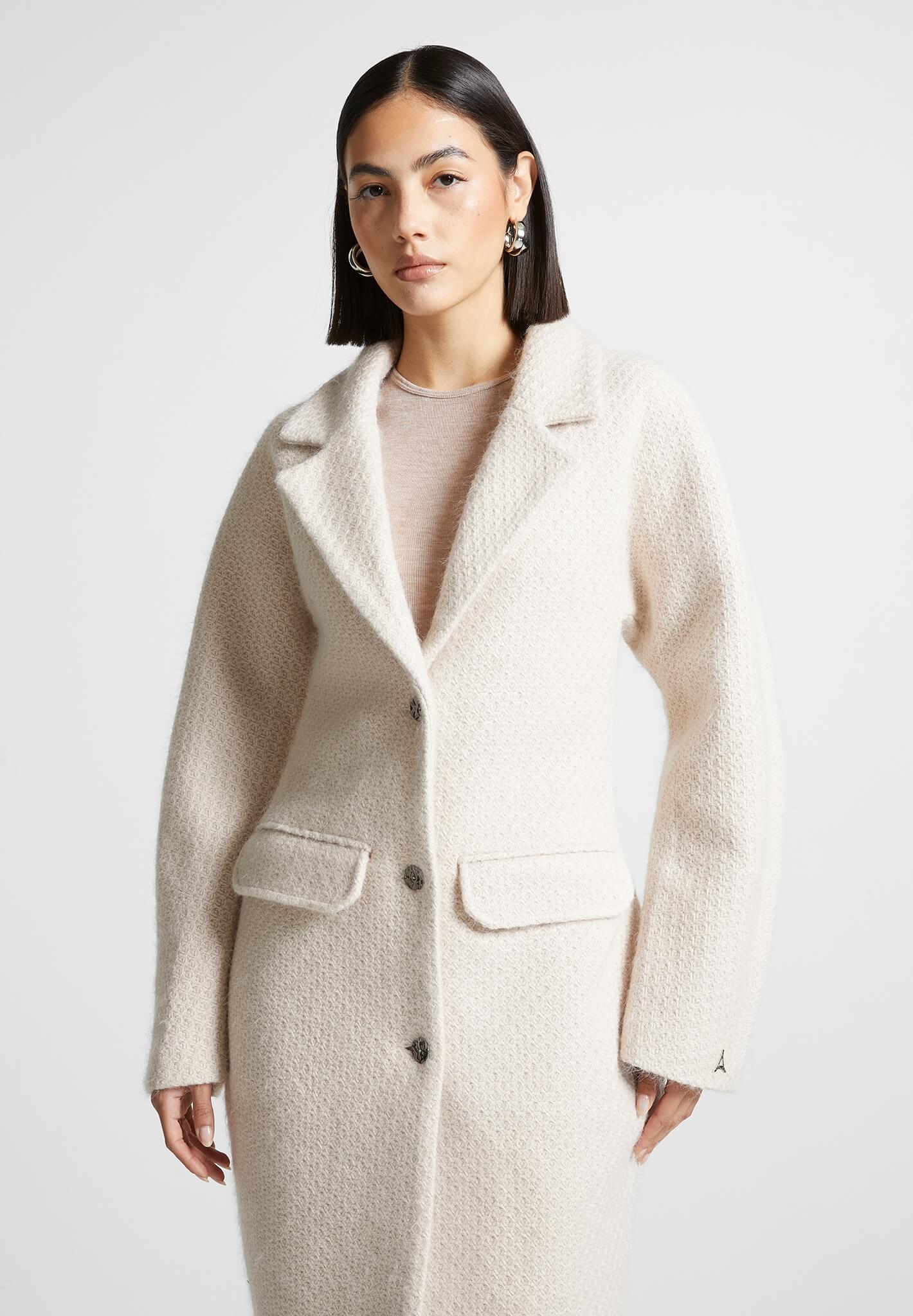 cinch-waist-textured-knit-coat-beige