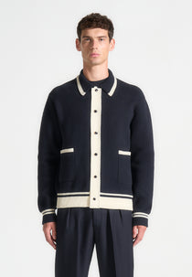 Julien - Classic Combed Cotton Knit Cardigan - Navy