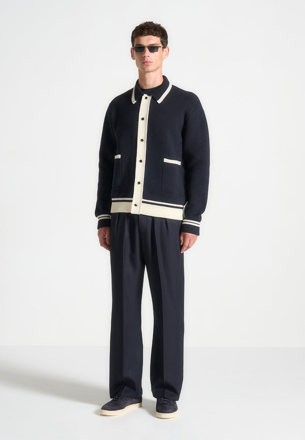 Julien - Classic Combed Cotton Knit Cardigan - Navy