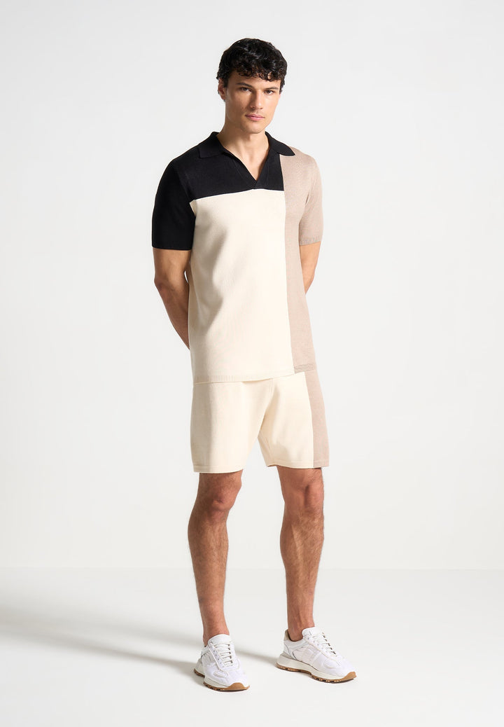 colour-block-knit-shorts-black-beige