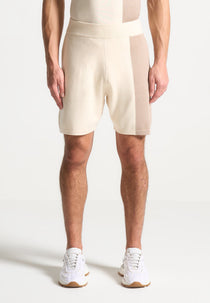Colour Block Knit Shorts - Black/Beige
