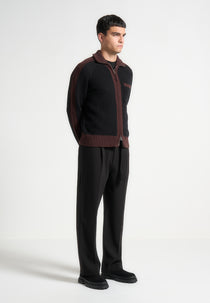 René - Colour Block Zip Through Cardigan - Black