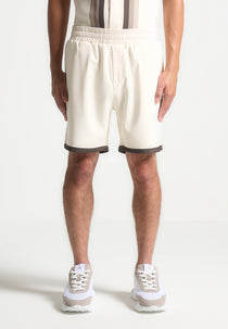 Raoul - Contrast Border Shorts - Cream/Brown