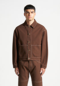 Contrast Stitch Carpenter Jacket - Brown