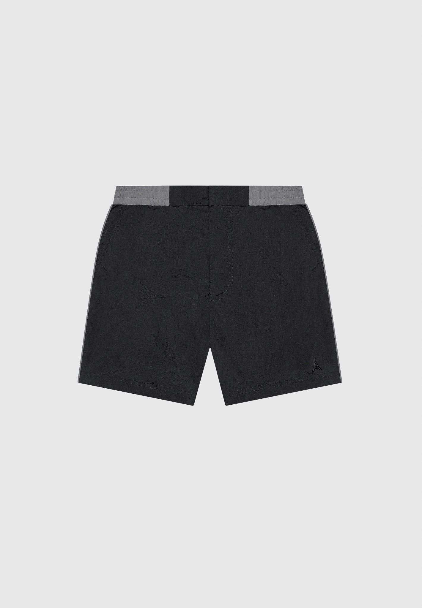 contrast-waistband-swim-shorts-black-grey