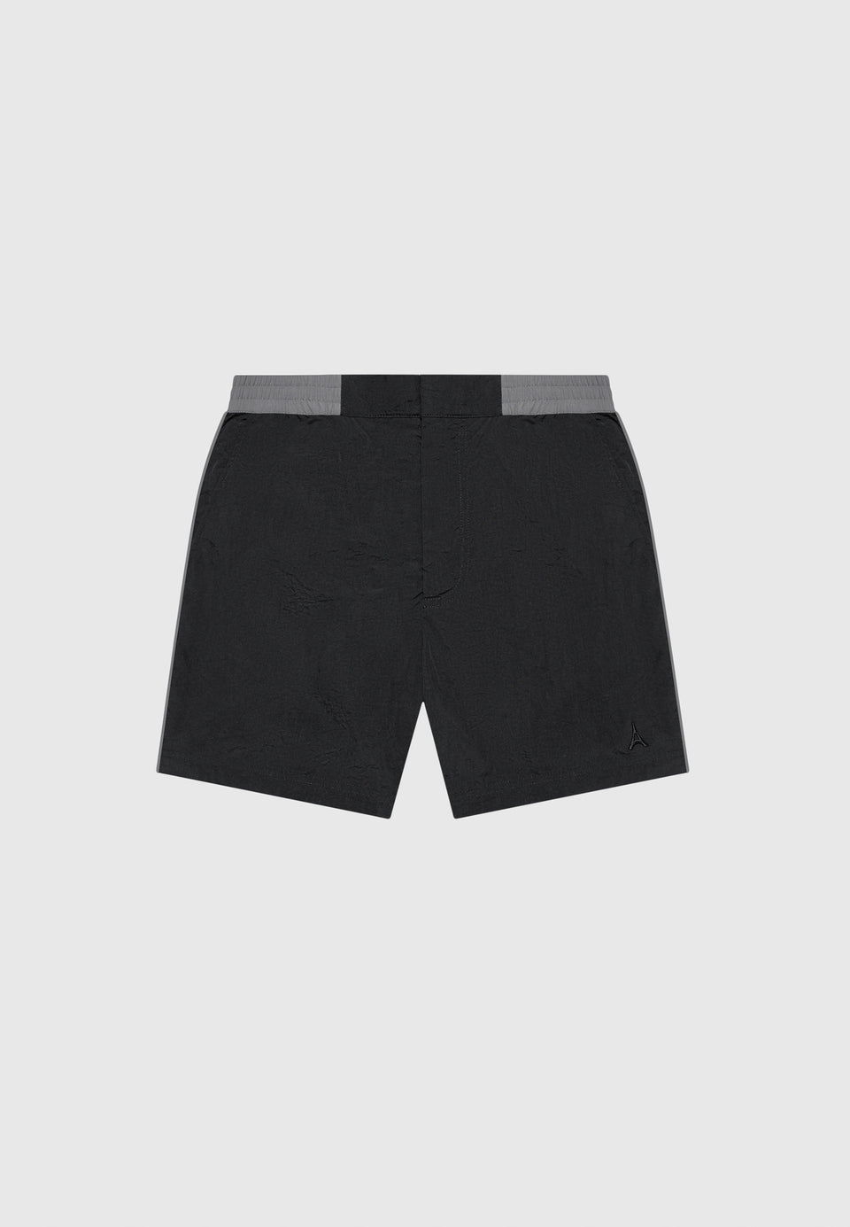 contrast-waistband-swim-shorts-black-grey