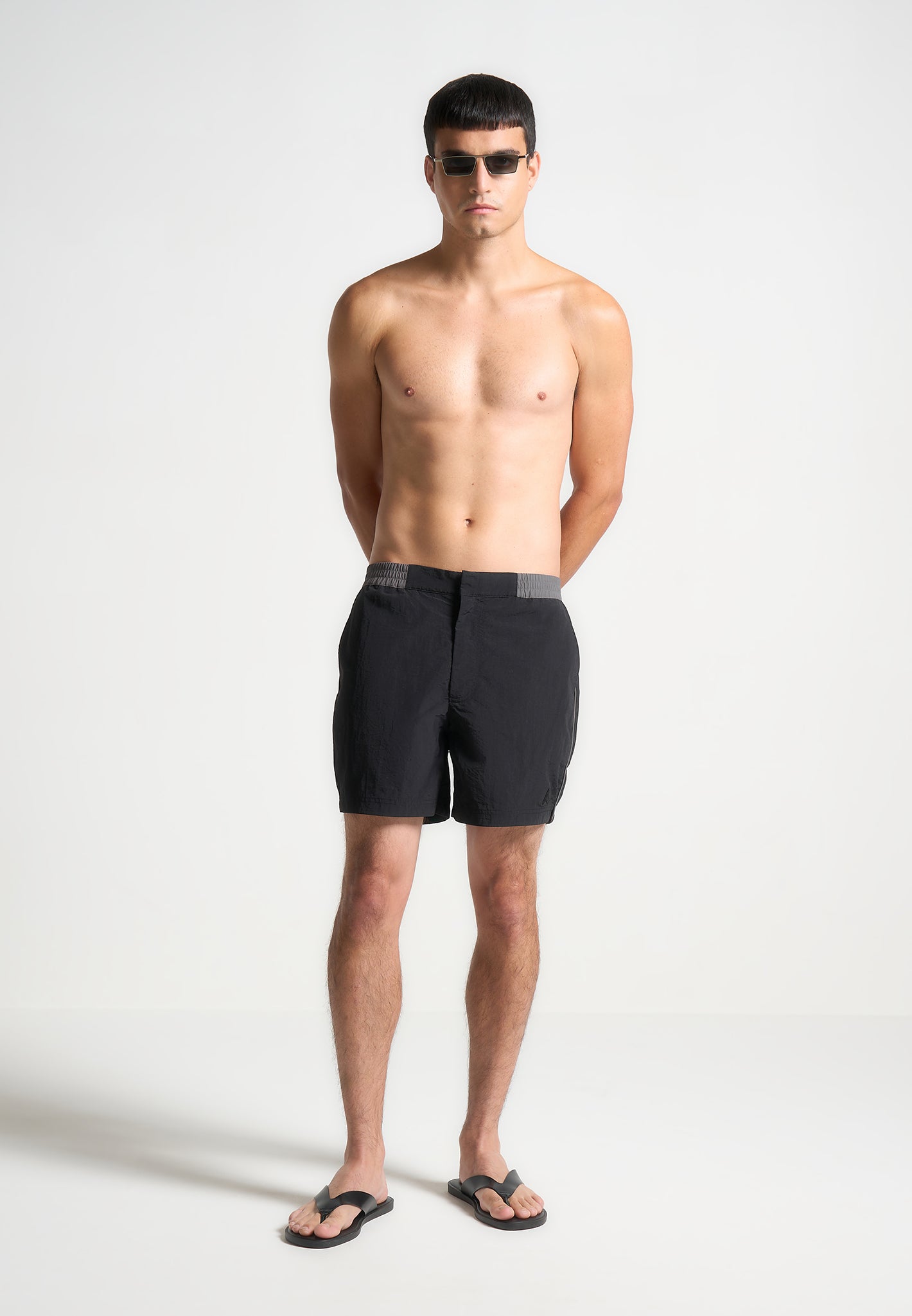 contrast-waistband-swim-shorts-black-grey