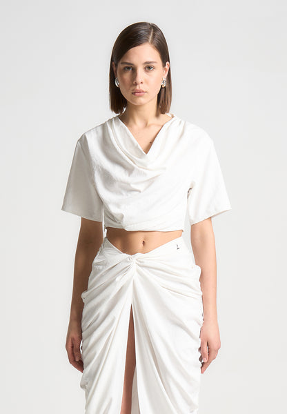 【mnem】Cowl Neck Drape Off Tee cowl-neck-drape-t-shirt-