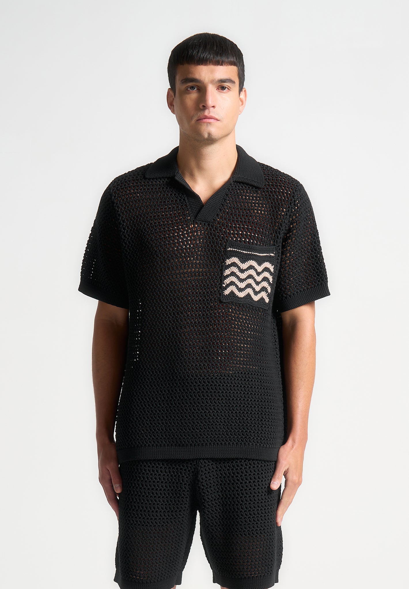 crochet-knit-polo-shirt-black