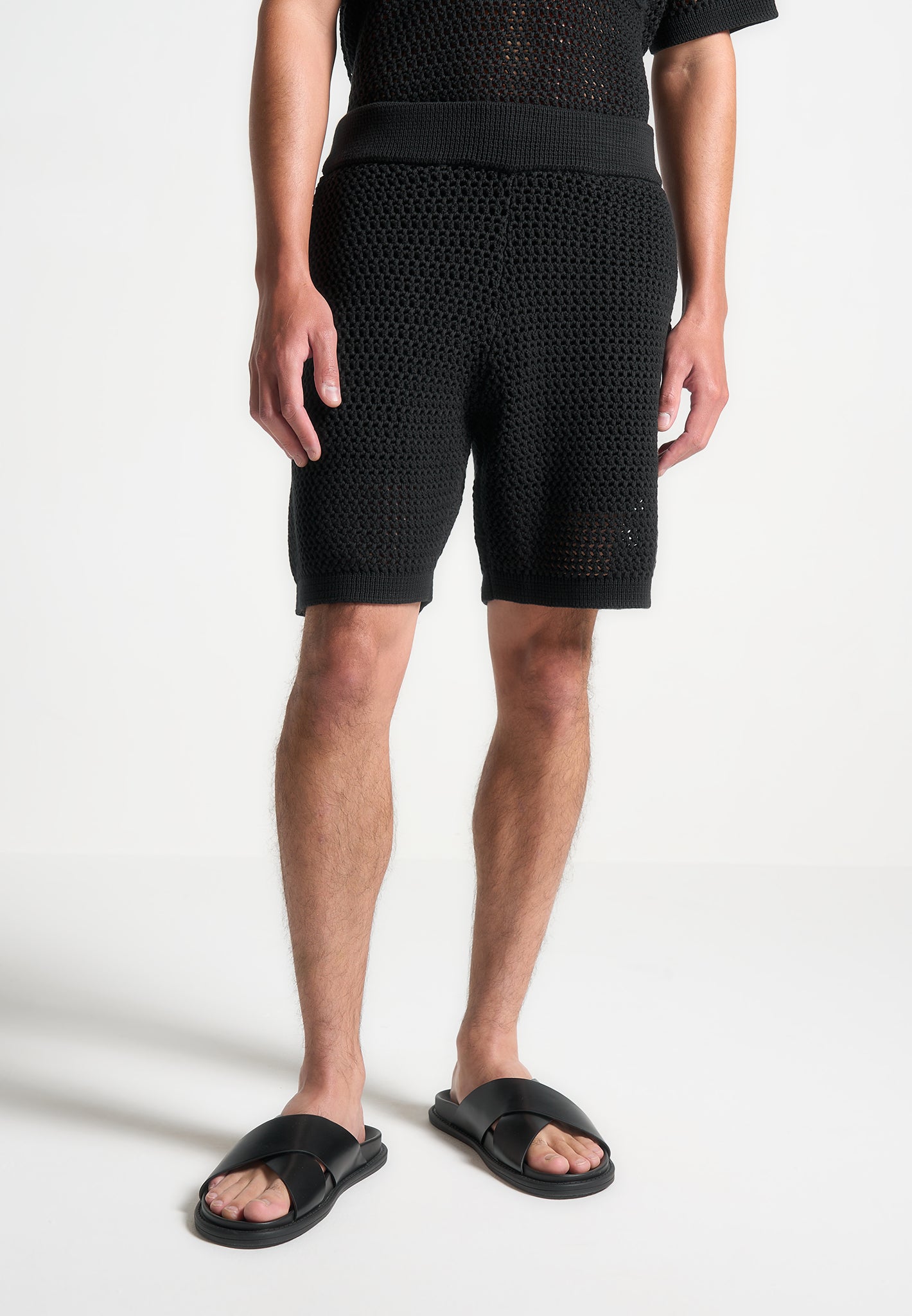 crochet-knit-shorts-black