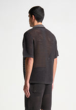crochet-knit-stripe-zip-shirt-charcoal-grey