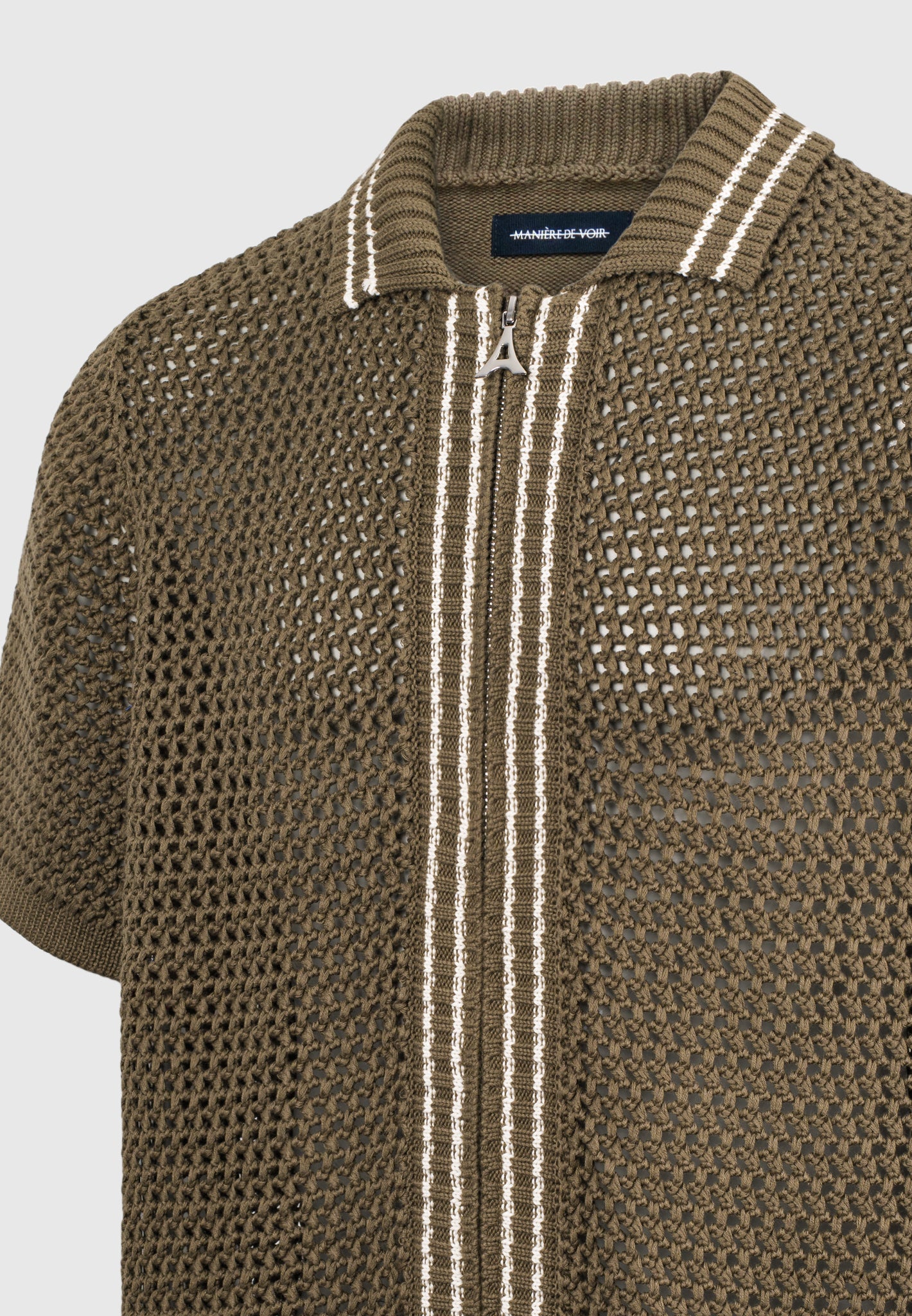 crochet-knit-stripe-zip-shirt-khaki