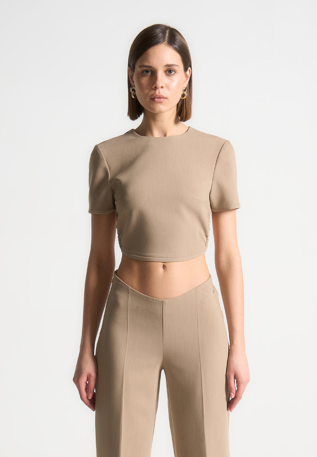 Como Off-Shoulder Drape Top - Beige