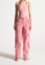 Maya - Denim Corset Top - Washed Pink