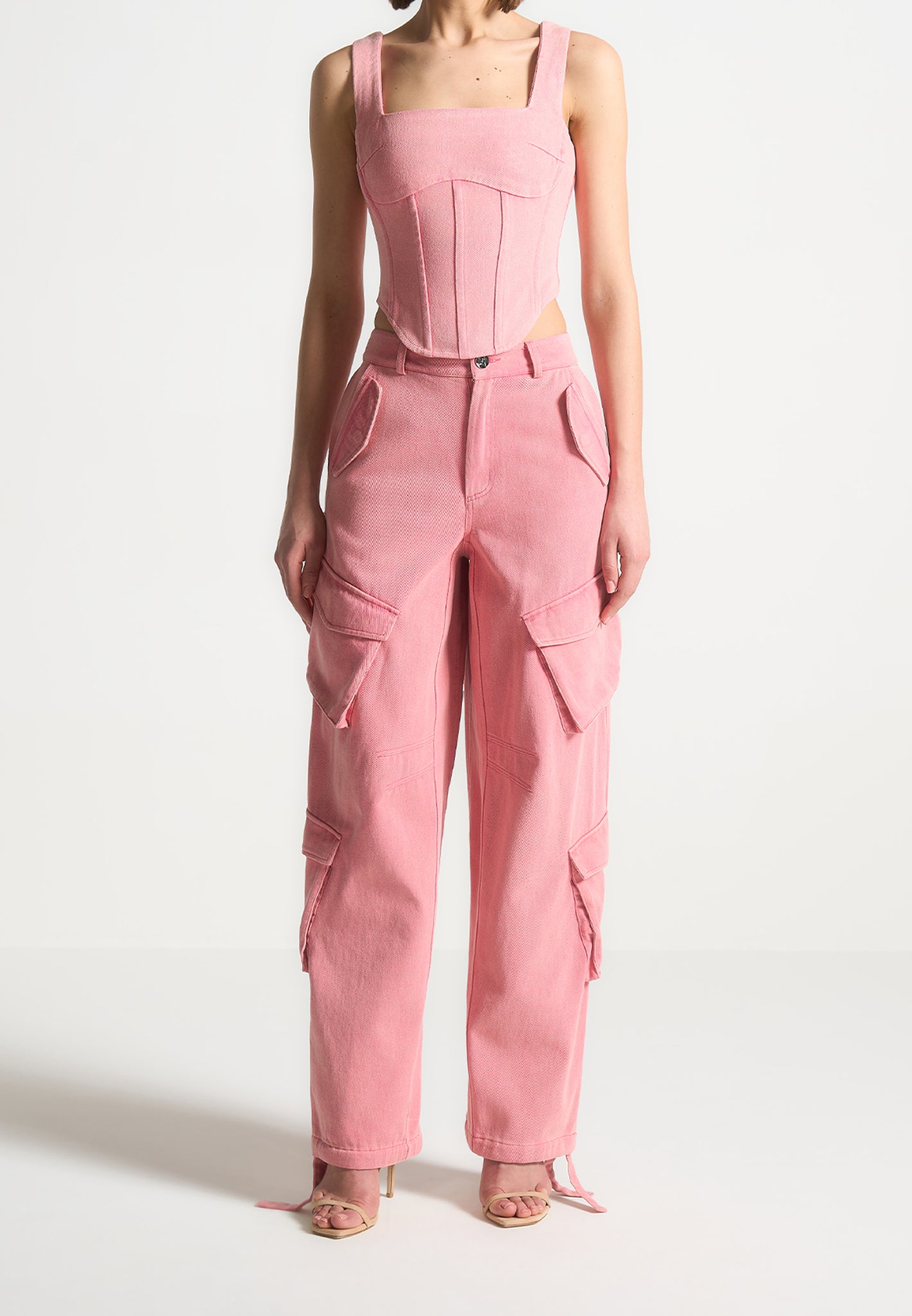 Maya - Denim Corset Top - Washed Pink