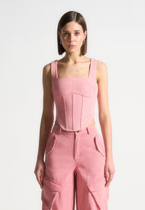 Maya - Denim Corset Top - Washed Pink
