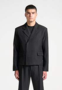 Hector - Double Breasted Tailored Cropped Blazer - Black