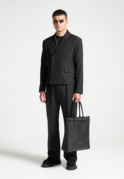 Double Breasted Tailored Cropped Blazer - Black | Manière De Double Breasted Tailored Cropped Blazer - Black | Manière De
