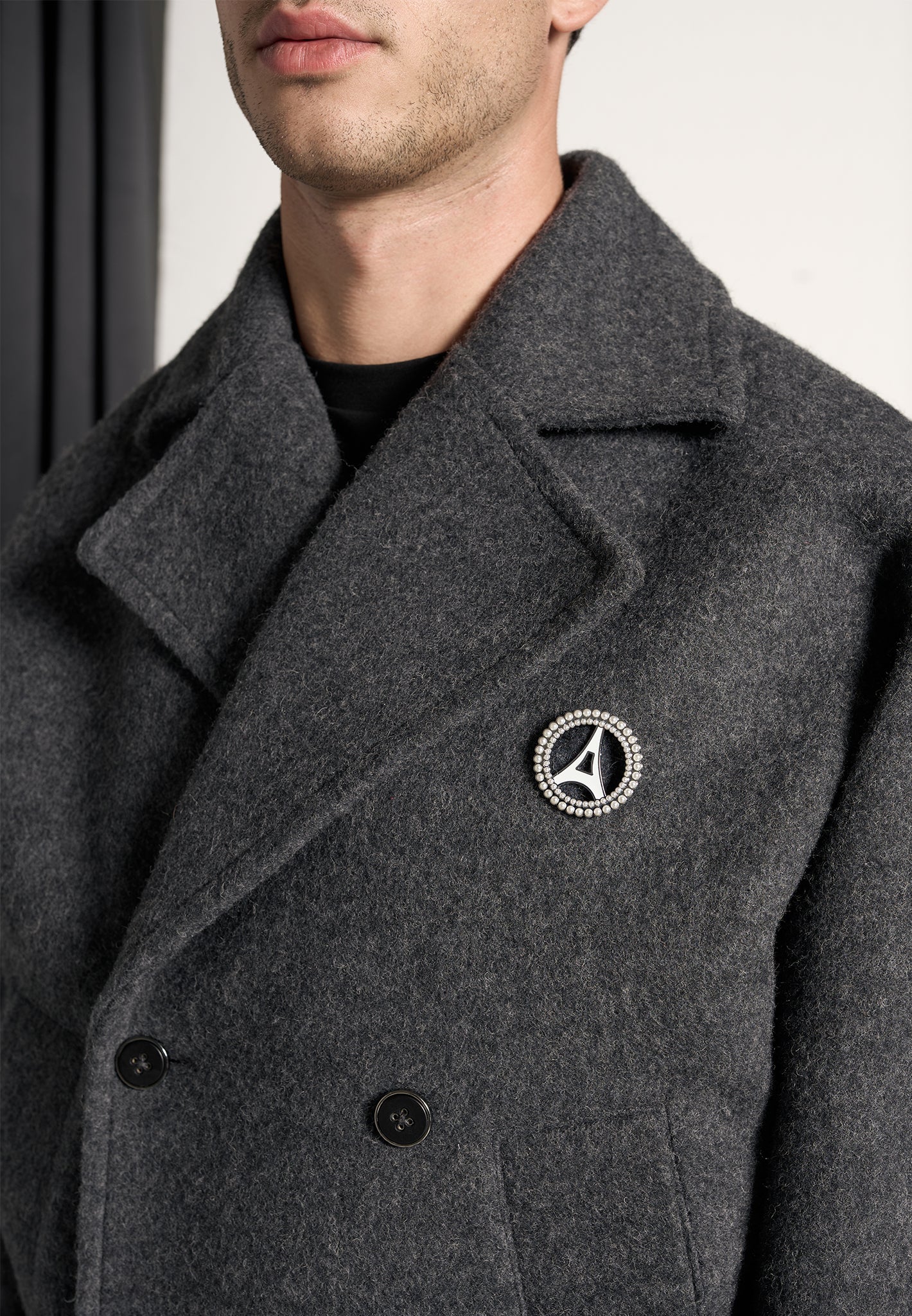 Double Breasted Wool Jacket Grey