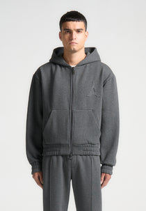 Kevin - Embossed Zip Hoodie - Dark Grey
